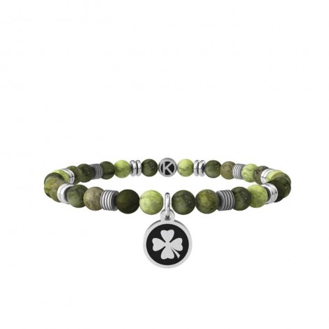 Kidult Nature Bracciale Quadrifoglio Fortuna Acciaio Diaspro Verde 731988