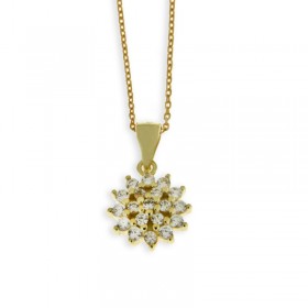 Girocollo Donna Raggi Argento 925 Dorato Fiori Zirconi