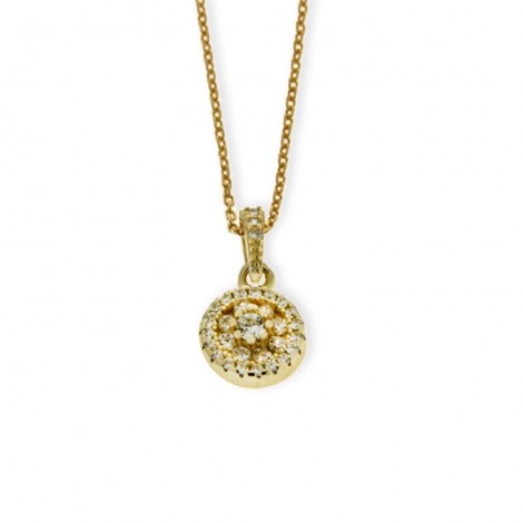 Girocollo Donna Raggi Argento 925 Dorato Ciondolo Zirconi