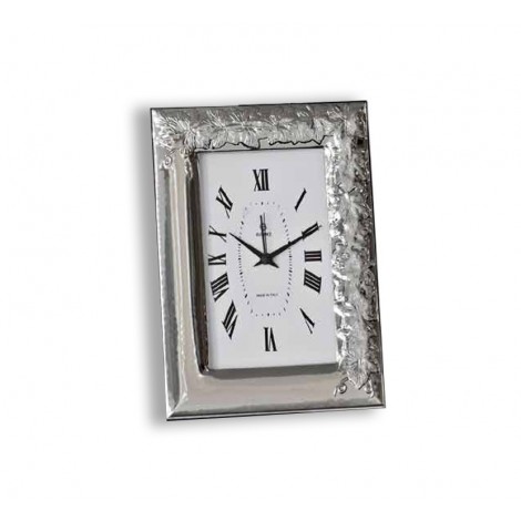 Cornice Orologio Argento Classica Foglie Uva 9x13 cm