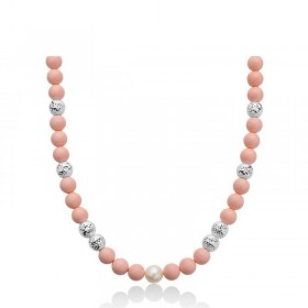 Collana Donna Miluna Terra e Mare Argento 925 Corallo Rosa e Perla Coltivata Bianca Diametro 8mm/8,5-9 PCL6194