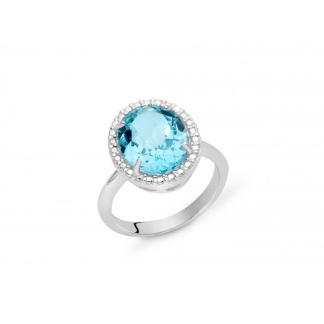 Anello Ovale Donna Miluna Gemma del Cielo Zirconi Topazio 5,82 Ct Silver/Azzurro LID3465