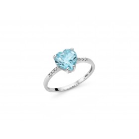Anello Oro Bianco 18 Kt A Cuore Donna Miluna Gemma del Cielo Diamanti Topazio 2,2 Ct Silver/Azzurro LID3286