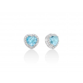 Orecchini a Cuore Donna Miluna Gemma del Cielo Zirconi Topazio 0,9 Ct Silver/Azzurro ERD2546