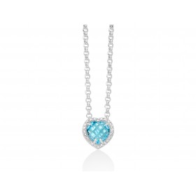 Collana Donna Miluna Gemma del Cielo Centrale Cuore Zirconi Topazio 0,45 Ct Silver/Azzurro CLD4367