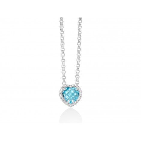 Collana Donna Miluna Gemma del Cielo Centrale Cuore Zirconi Topazio 0,45 Ct Silver/Azzurro CLD4367