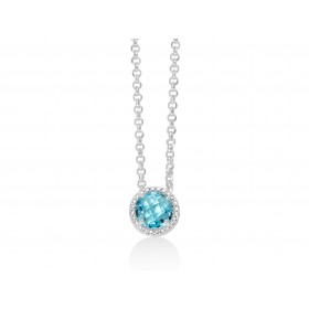 Collana Donna Miluna Gemma del Cielo Centrale Tondo Zirconi Topazio 3,65 Ct Silver/Azzurro CLD4362
