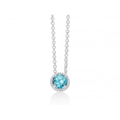 Collana Donna Miluna Gemma del Cielo Centrale Tondo Zirconi Topazio 3,65 Ct Silver/Azzurro CLD4362