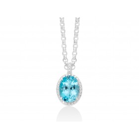 Collana Donna Miluna Gemma del Cielo Ovale Zirconi Topazio 11,5 Ct Silver/Azzurro CLD4356
