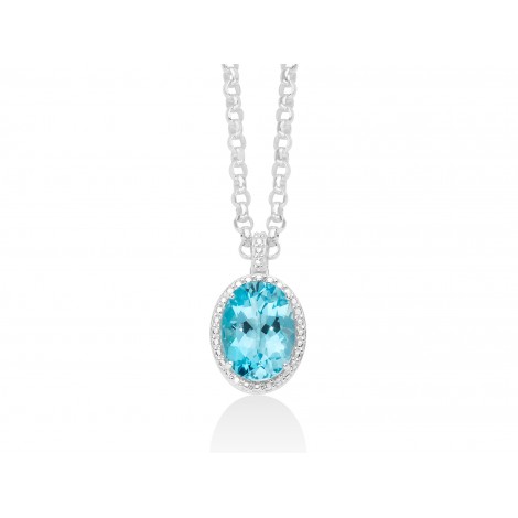 Collana Donna Miluna Gemma del Cielo Ovale Zirconi Topazio 11,5 Ct Silver/Azzurro CLD4356