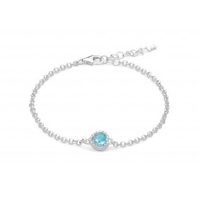 Bracciale Donna Miluna Gemma del Cielo Centrale Cuore Zirconi Topazio 0,45 Ct Silver/Azzurro BRD933