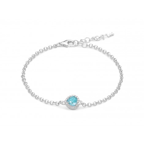 Bracciale Donna Miluna Gemma del Cielo Centrale Cuore Zirconi Topazio 0,45 Ct Silver/Azzurro BRD933