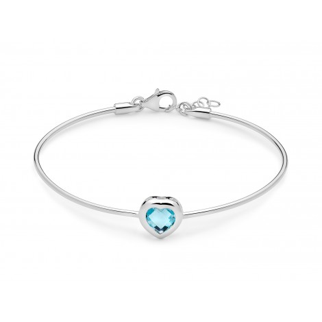 Bracciale Donna Miluna Gemma del Cielo Centrale Cuore Zirconi Topazio 0,6 Ct Silver/Azzurro BRD926