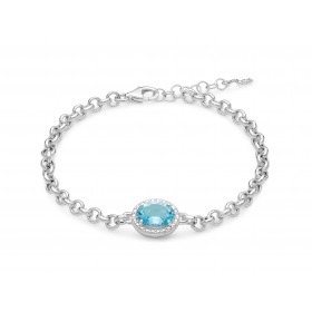 Bracciale Donna Miluna Gemma del Cielo Ovale Zirconi Topazio 3,24 Ct  Silver/Azzurro BRD909