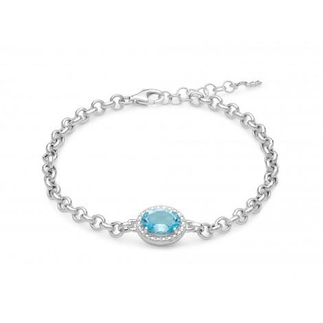 Bracciale Donna Miluna Gemma del Cielo Ovale Zirconi Topazio 3,24 Ct  Silver/Azzurro BRD909