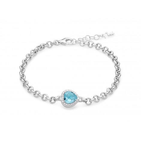 Bracciale Donna Miluna Gemma del Cielo centrale cuore Zirconi Topazio 0,6 Ct  Silver/Azzurro BRD908