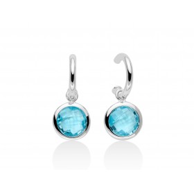Orecchini A Cerchio Donna Miluna Gemma del Cielo Zirconi Topazio 3,6 Ct Silver/Azzurro ERD2567