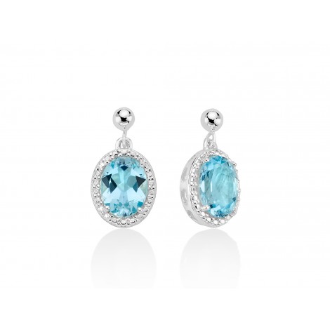 Orecchini Pendenti Ovali Donna Miluna Gemma del Cielo Zirconi Topazio 4,46 Ct Silver/Azzurro ERD2547