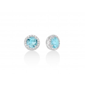 Orecchini Tondi Donna Miluna Gemma del Cielo Zirconi Topazio 0,9 Ct Silver/Azzurro ERD2580