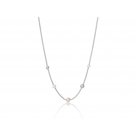 Collana Donna Miluna L'Argento di Miss Italia con 5 Perle Bianche Grigia e Rosa Diametro 5/7,5 mm PCL5624
