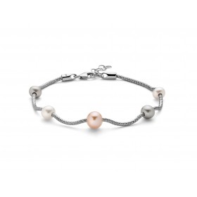 Bracciale Donna Miluna L'Argento di Miss Italia con 5 Perle Bianche Grigio e Orange Diametro 5/6,5 mm PBR2831