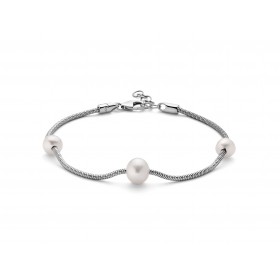 Bracciale Donna Miluna L'Argento di Miss Italia 3 Perle Bianche Diametro 6/7,5mm PBR2829