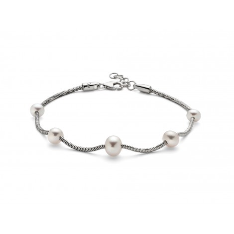 Bracciale Donna Miluna L'Argento di Miss Italia Argento 925 con 5 Perle Bianche Diametro 5/7,5 mm  PBR2830