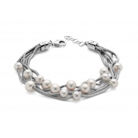 Bracciale Donna Miluna L'Argento di Miss Italia 5 Fili e 15 Perle Bianche PBR2836