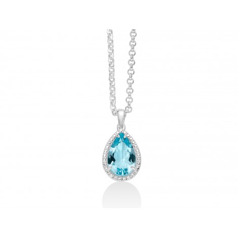 Collana Donna Miluna Gemma del Cielo Centrale Goccia Zirconi Topazio 6,5 Ct Silver/Azzurro CLD4348