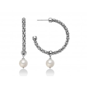 Orecchini Donna Miluna Miss Italia Semicerchio in Argento e Perla Bianca PER2398