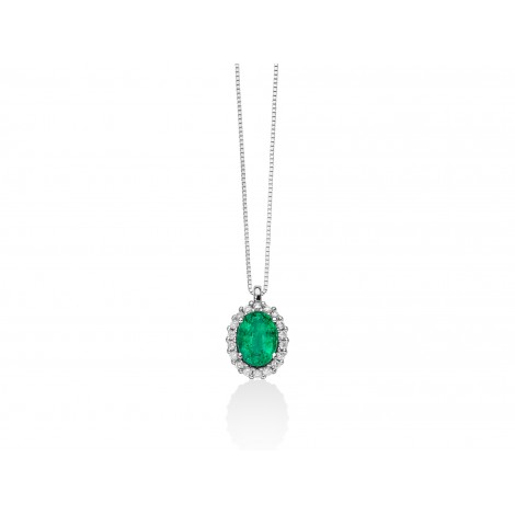 Girocollo Miluna Smeraldo 0,72 ct Oro 18kt Diamanti 0,135ct CLD4101