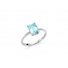 Anello Donna Miluna Parure Gemme del Cielo Oro Bianco 9Kt Topazio 1,94 ct e 6 Diamanti 0,022 ct LID3287X