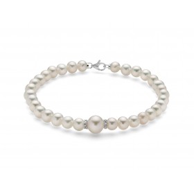 Bracciale Donna Miluna Perle Diametro 5,5mm con 6 Diamanti 0,02ct PBR3073V