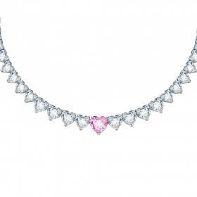 Collana Chiara Ferragni Donna Diamond Heart 38 cm Silver Zirconi Pink J19AUV02