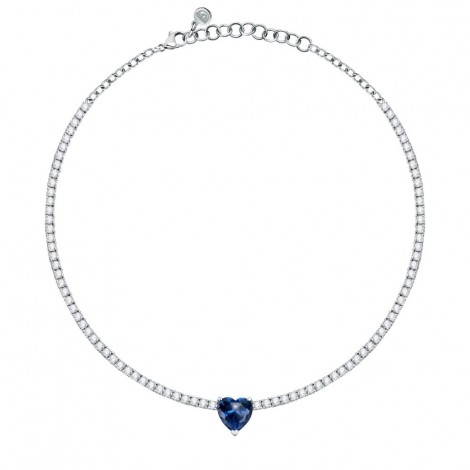 Collana Chiara Ferragni Donna Diamond Heart 37-5 cm Silver Zirconi Blue J19AUV03