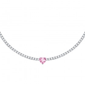 Collana Chiara Ferragni Donna Diamond Heart 37-5 cm Silver Zirconi Rosa J19AUV05