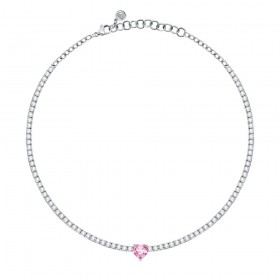 Collana Chiara Ferragni Donna Diamond Heart 37-5 cm Silver Zirconi Rosa J19AUV05