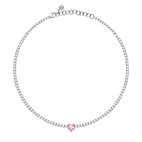 Collana Chiara Ferragni Donna Diamond Heart 37-5 cm Silver Zirconi Rosa J19AUV05