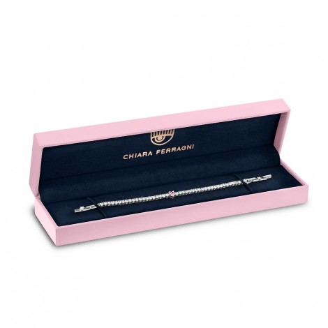 Bracciale Chiara Ferragni Donna Diamond Heart 175+15mm Zirconi Silver Pink J19AUV13