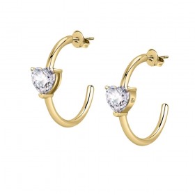 Orecchini Chiara Ferragni Donna Diamond Heart 28 mm Zirconi Placcati Oro Giallo 18 Kt White J19AUV30