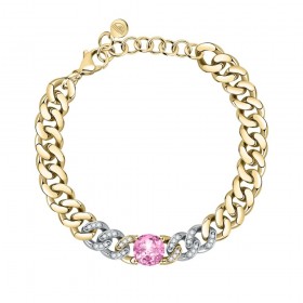 Bracciale Chiara Ferragni Donna Chain 170-25 mm Zirconi Placcata Oro Giallo 18 Kt Silver Pink J19AUW26