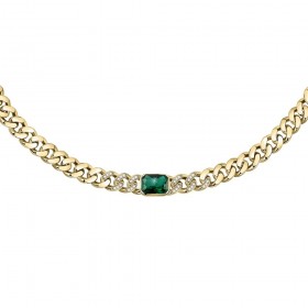 Collana Chiara Ferragni Donna Chain 38-4 cm Zirconi Placcata Oro Giallo 18 Kt Silver Green J19AUW29