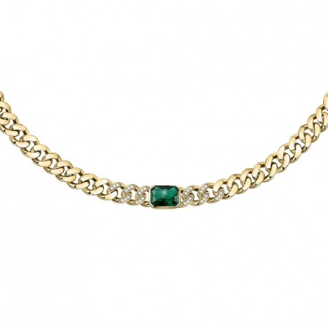 Collana Chiara Ferragni Donna Chain 38-4 cm Zirconi Placcata Oro Giallo 18 Kt Silver Green J19AUW29