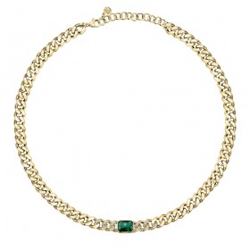 Collana Chiara Ferragni Donna Chain 38-4 cm Zirconi Placcata Oro Giallo 18 Kt Silver Green J19AUW29