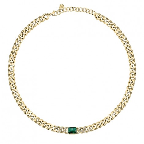 Collana Chiara Ferragni Donna Chain 38-4 cm Zirconi Placcata Oro Giallo 18 Kt Silver Green J19AUW29