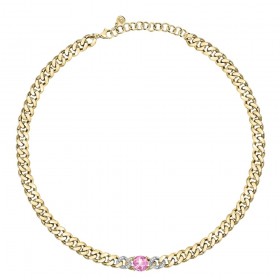 Collana Chiara Ferragni Donna Chain 38-4 cm Zirconi Placcata Oro Giallo 18 Kt Silver Pink J19AUW25