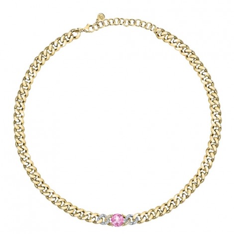 Collana Chiara Ferragni Donna Chain 38-4 cm Zirconi Placcata Oro Giallo 18 Kt Silver Pink J19AUW25