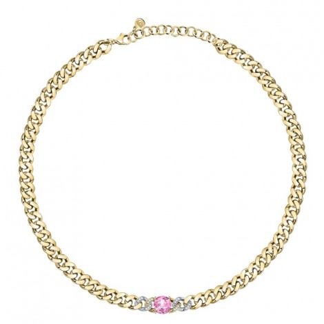 Collana Chiara Ferragni Donna Chain 38-4 cm Zirconi Placcata Oro Giallo 18 Kt Silver Pink J19AUW25