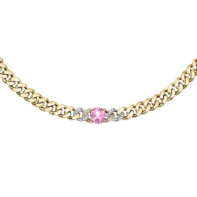 Collana Chiara Ferragni Donna Chain 38-4 cm Zirconi Placcata Oro Giallo 18 Kt Silver Pink J19AUW25