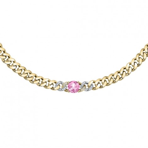 Collana Chiara Ferragni Donna Chain 38-4 cm Zirconi Placcata Oro Giallo 18 Kt Silver Pink J19AUW25